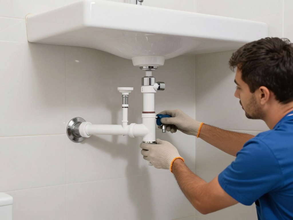 أعمال ترميمات السباكة في حمام حديث