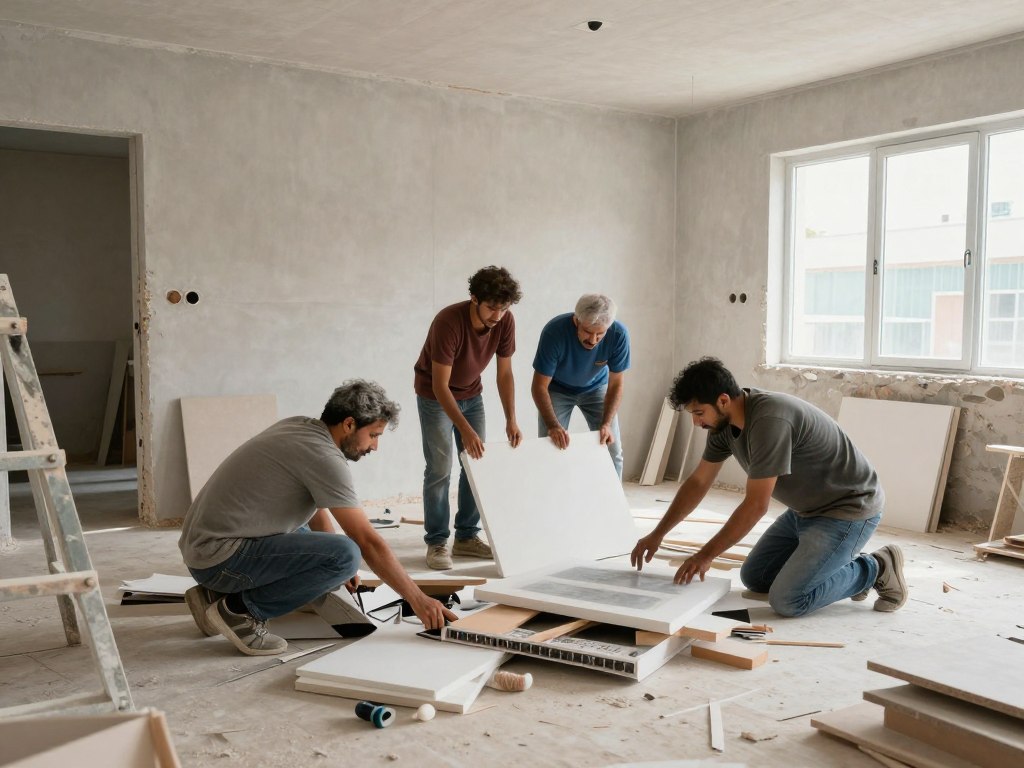 إعادة استخدام مواد في مشروع ترميمات تعديلات