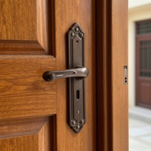 باب منزل خشبي مع قفل تقليدي باب منزل خشبي مع قفل تقليدي