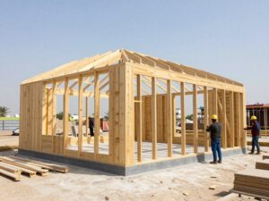 بناء الهيكل الإنشائي لملحق في الكويت - بناء ملاحق