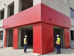 جبس بورد أحمر مقاوم للحريق في مبنى تجاري كويتي جبس بورد أحمر مقاوم للحريق في مبنى تجاري كويتي