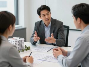 جلسة استشارية حول بناء طوابق إضافية مع عميل يطرح أسئلة شائعة جلسة استشارية حول بناء طوابق إضافية مع عميل يطرح أسئلة شائعة