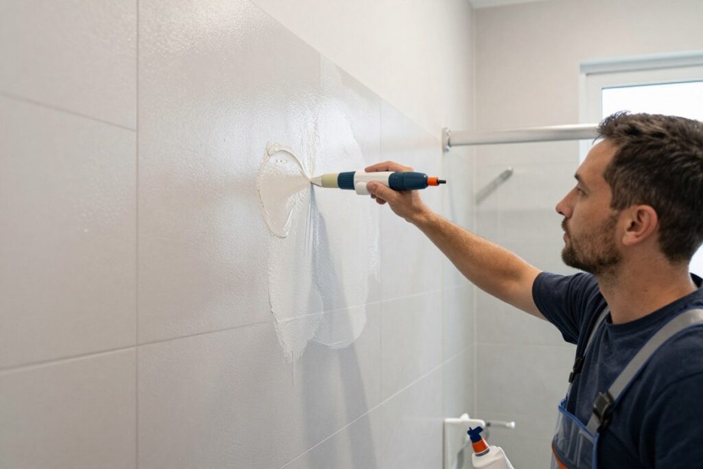 صباغ الكويت يقوم بتطبيق دهان عازل للماء