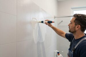 صباغ الكويت يقوم بتطبيق دهان عازل للماء