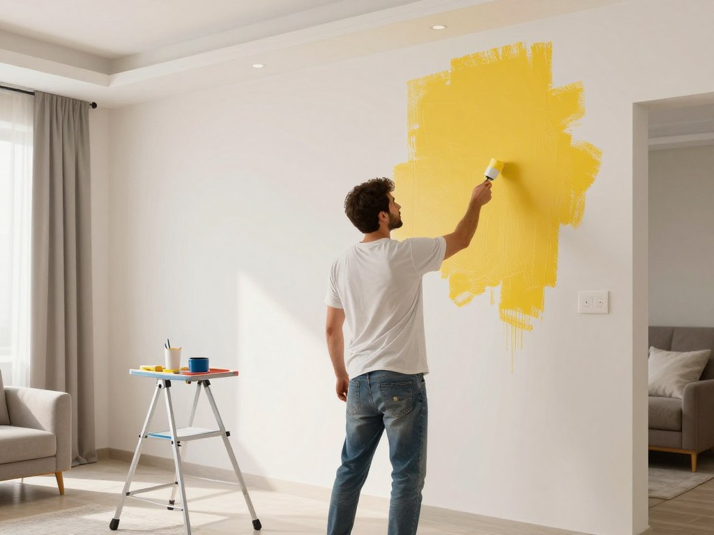 صباغ منازل الكويت يقوم بدهان غرفة معيشة