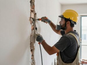 عامل تكسير يقوم بتكسير جدران بدون ضرر للمناطق المحيطة