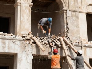 عملية هدم دقيقة بالقرب من مبنى تاريخي في الكويت