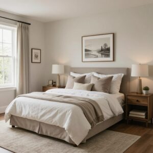 غرفة ضيوف أنيقة مع سرير مريح