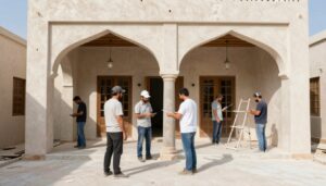 فريق متخصص في ترميم بيت بيتي أثناء العمل
