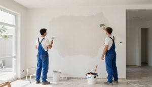 فريق معلم صباغ محترف يعمل في مشروع صباغة منزل في الكويت فريق معلم صباغ محترف يعمل في مشروع صباغة منزل في الكويت