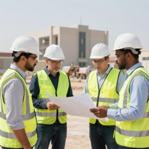 فريق من المهندسين المتخصصين في الهدم في شركة قصر السعادة