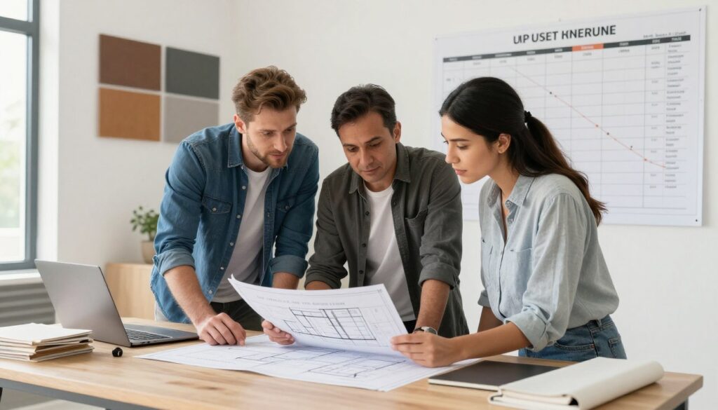 مخطط لمشروع ترميمات تعديلات مع مهندس ومالك المنزل