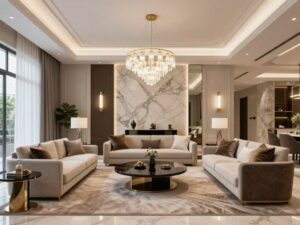 مشروع تشطيبات داخلية فاخرة من تنفيذ شركة مقاولات في الكويت