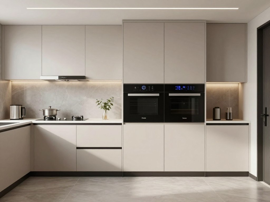 مطبخ حديث بعد ترميمات تعديلات