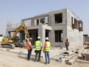 مقاولات بناء في الكويت - عمال يقومون بأعمال البناء