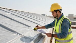 مهندس يقوم بفحص وتقييم سطح مبنى لاختيار العازل المناسب في الكويت