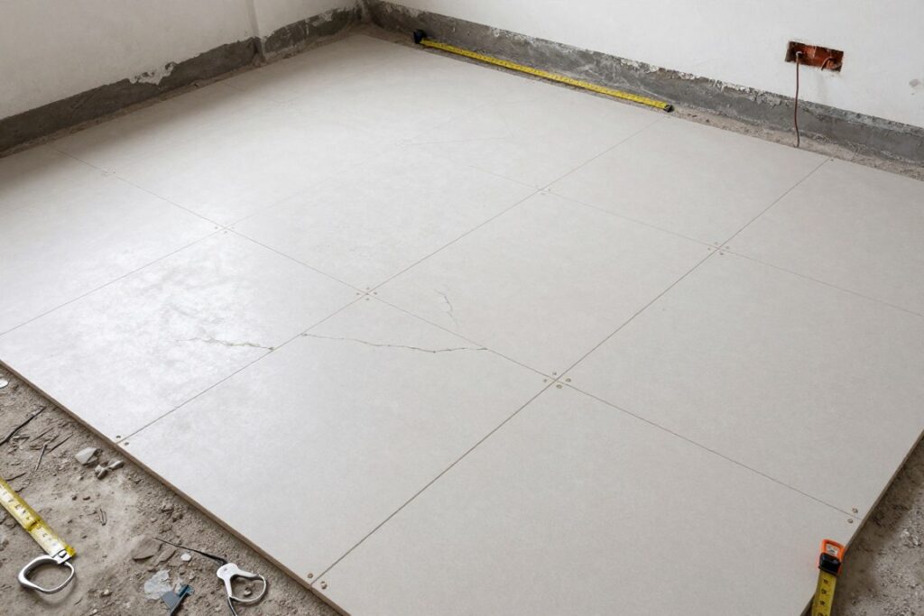 أرضية سيراميك قديمة جاهزة للتكسير في منزل كويتي