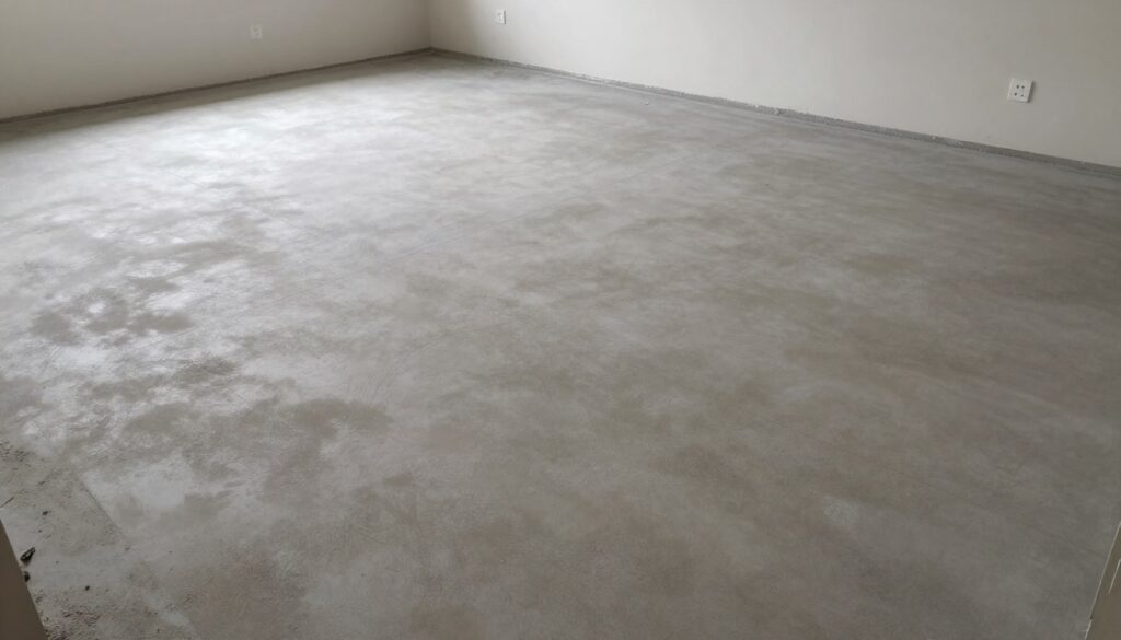 أرضية نظيفة جاهزة بعد إزالة البلاط القديم بنجاح