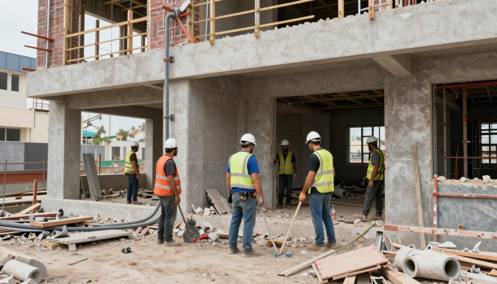 أعمال متكاملة تشمل التكسير والسباكة والكهرباء في مشروع بناء بالكويت