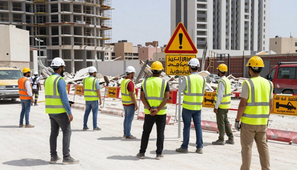 إجراءات السلامة في موقع هدم بالكويت