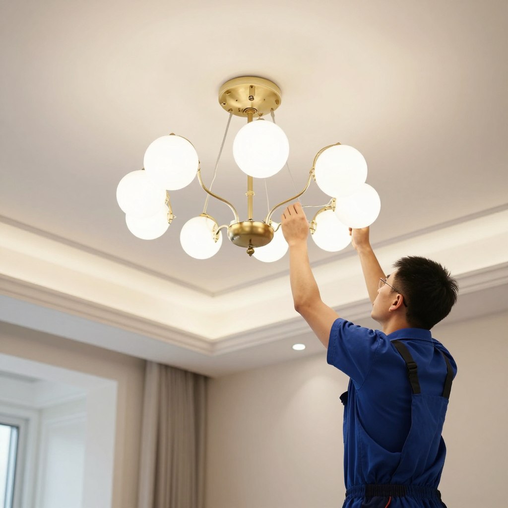 تركيب الإضاءة والثريات في المنزل
