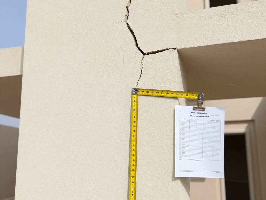 تشققات رأسية وأفقية في جدران المباني