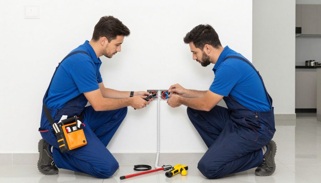 تعديل سباكة وكهرباء - فني محترف يعمل على أنظمة المياه والكهرباء