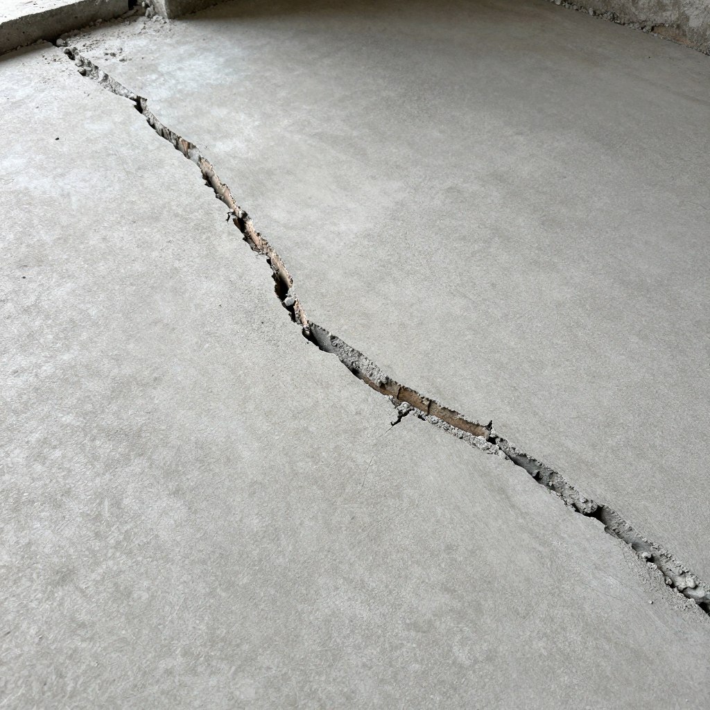 تلف في الأرضية الخرسانية بعد إزالة البلاط