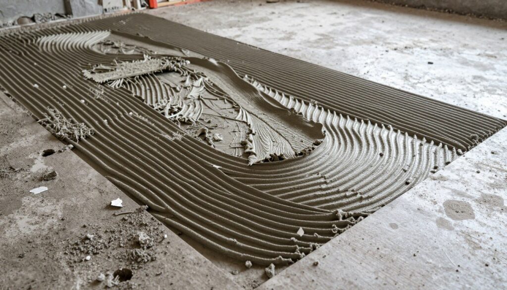 تنظيف سطح الأرضية من بقايا المواد اللاصقة