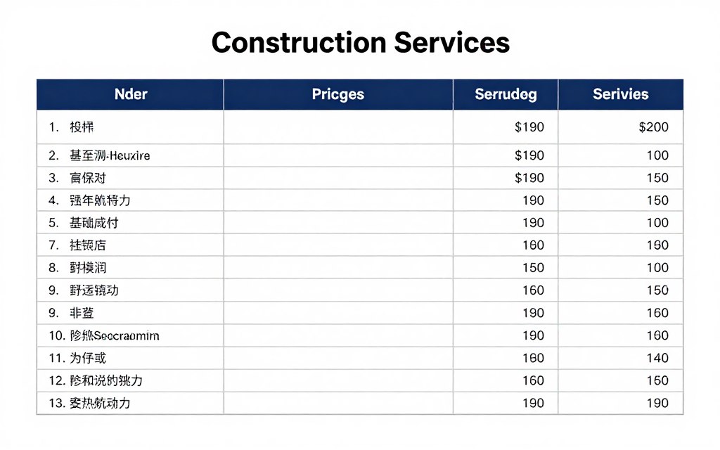 جدول أسعار خدمات البناء