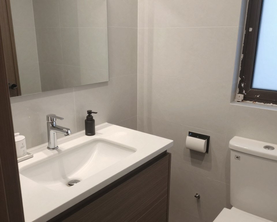 حمام حديث في مرحلة التشطيب النهائي