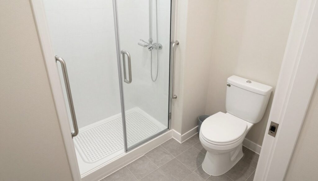 حمام سهل الوصول مع ميزات أمان