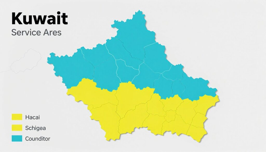 خريطة الكويت توضح مناطق الخدمة