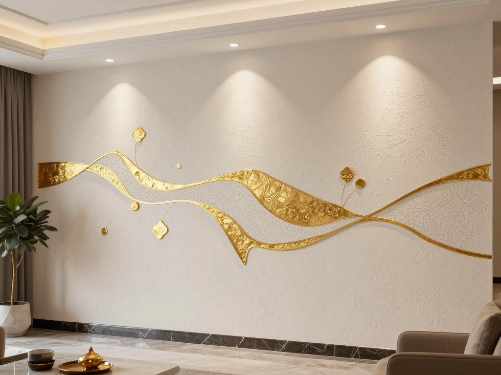ديكورات دهانات مميزة على جدران صالة كويتية