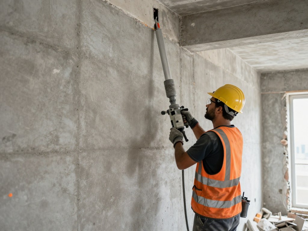 عملية تكسير جدران خرسانية بمعدات متخصصة في الكويت