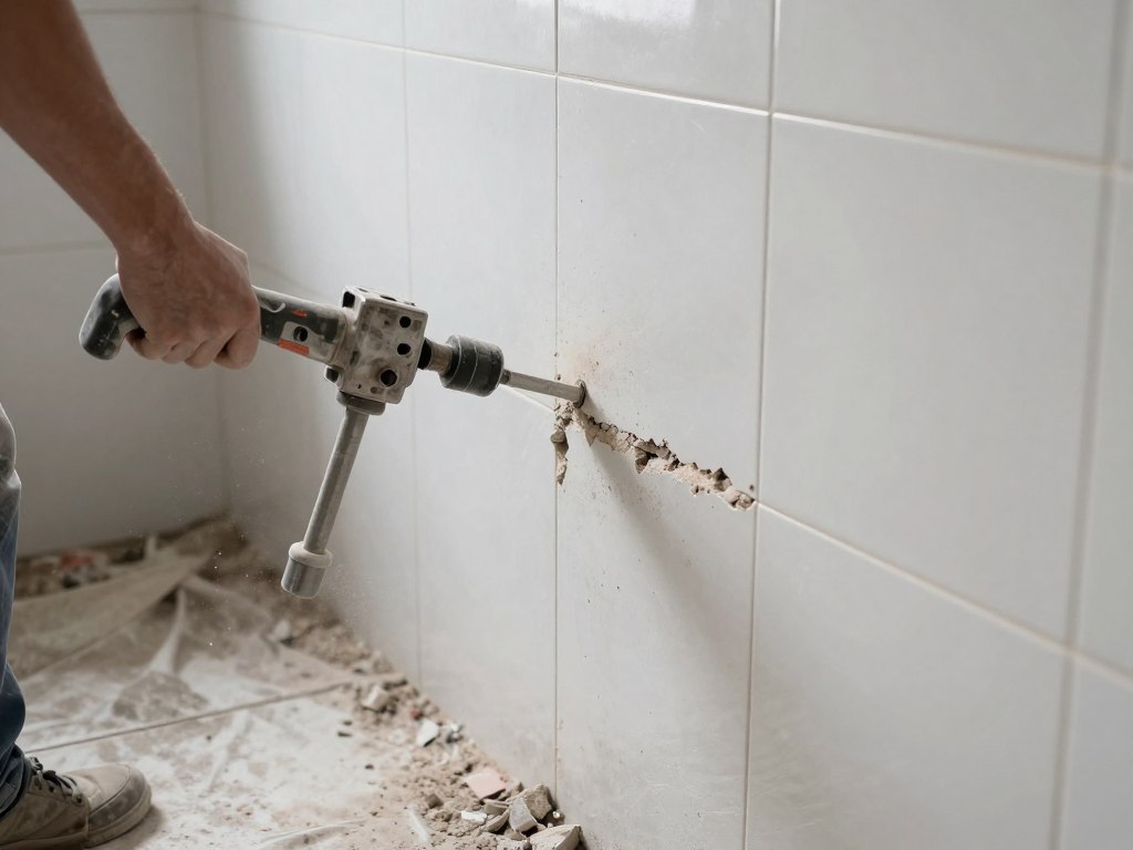 عملية تكسير حمامات تظهر إزالة البلاط