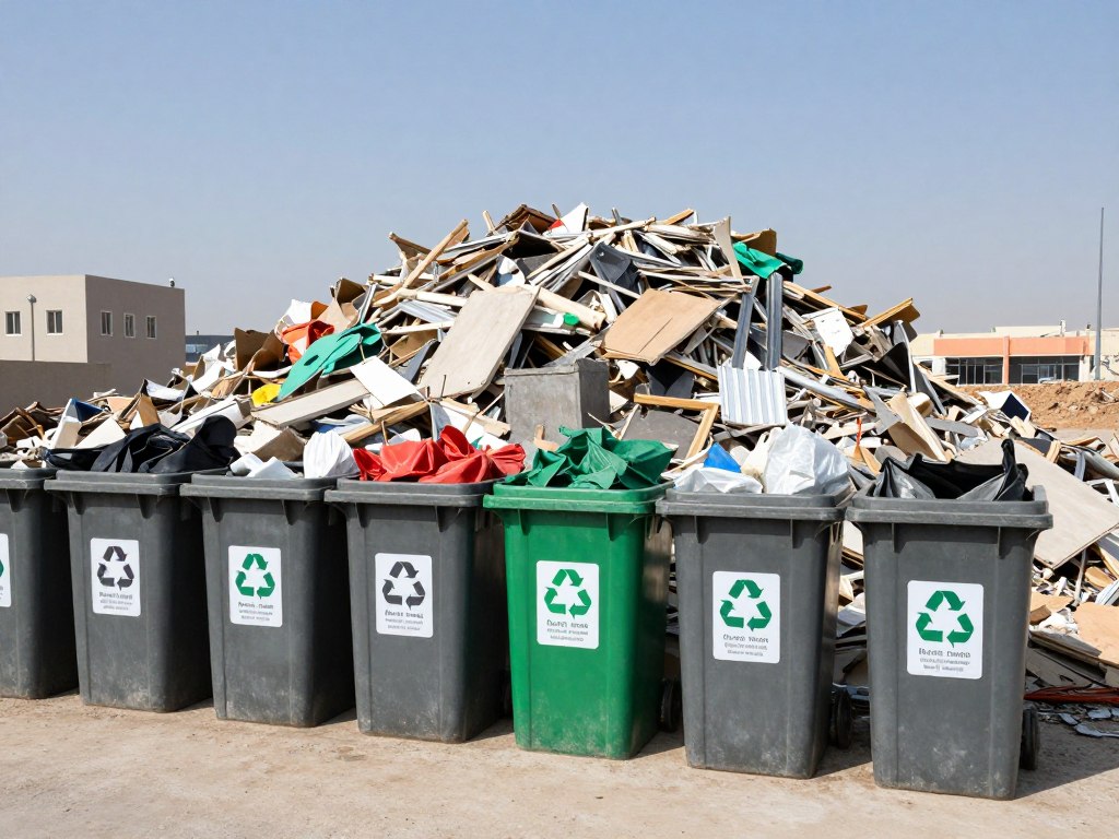 عملية فرز وإعادة تدوير مخلفات التكسير في الكويت