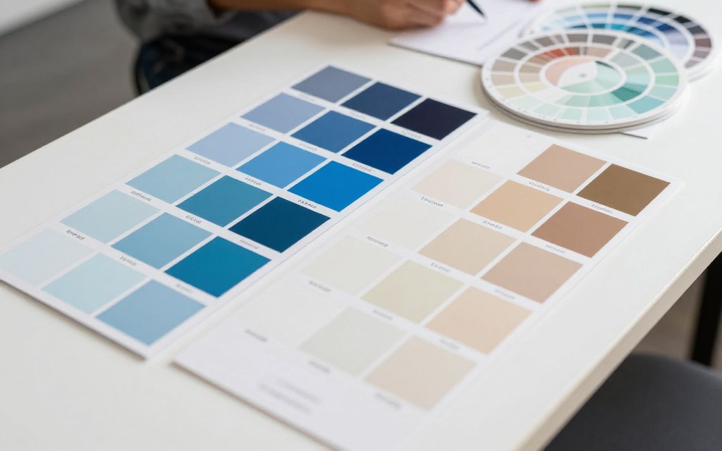 عينات ألوان دهانات متنوعة لاختيار لون الجدران