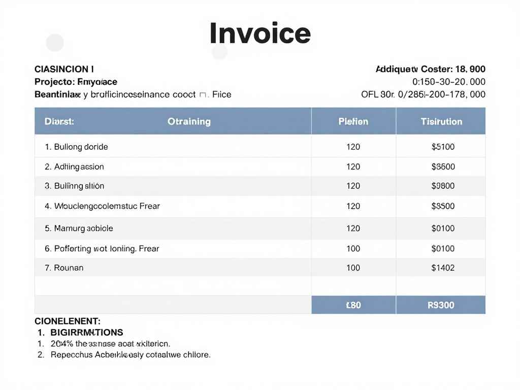 فاتورة مفصلة لمشروع بناء