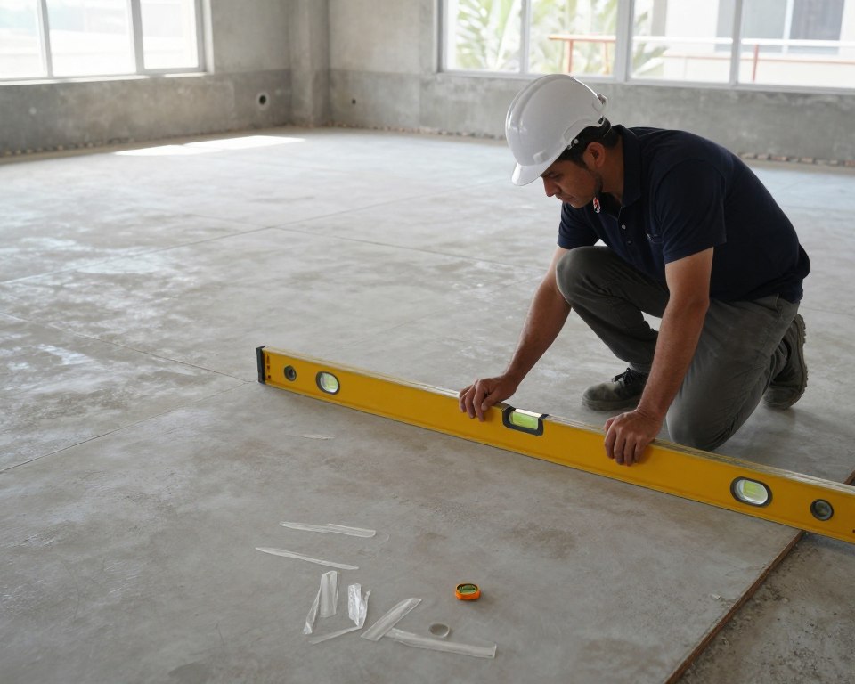 فحص جودة العمل بعد تكسير الأرضية