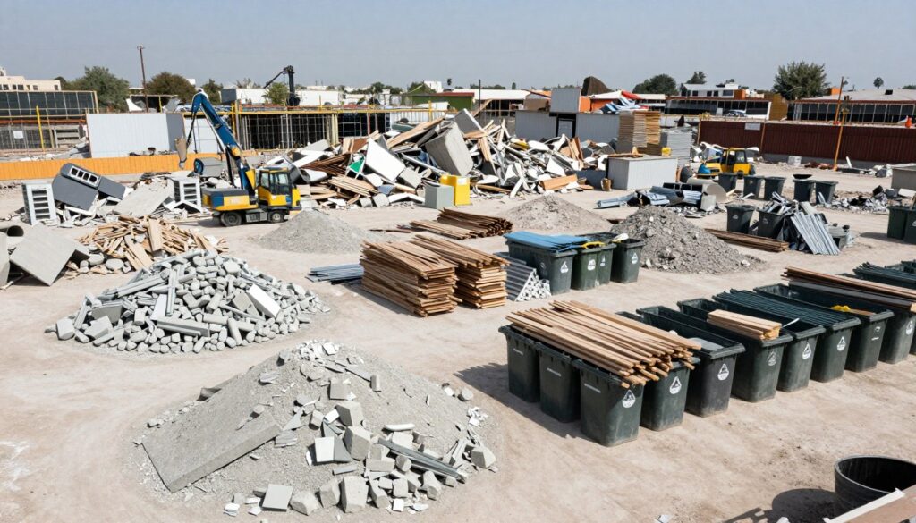 فرز مواد البناء المعاد تدويرها من مشروع هدم في الكويت