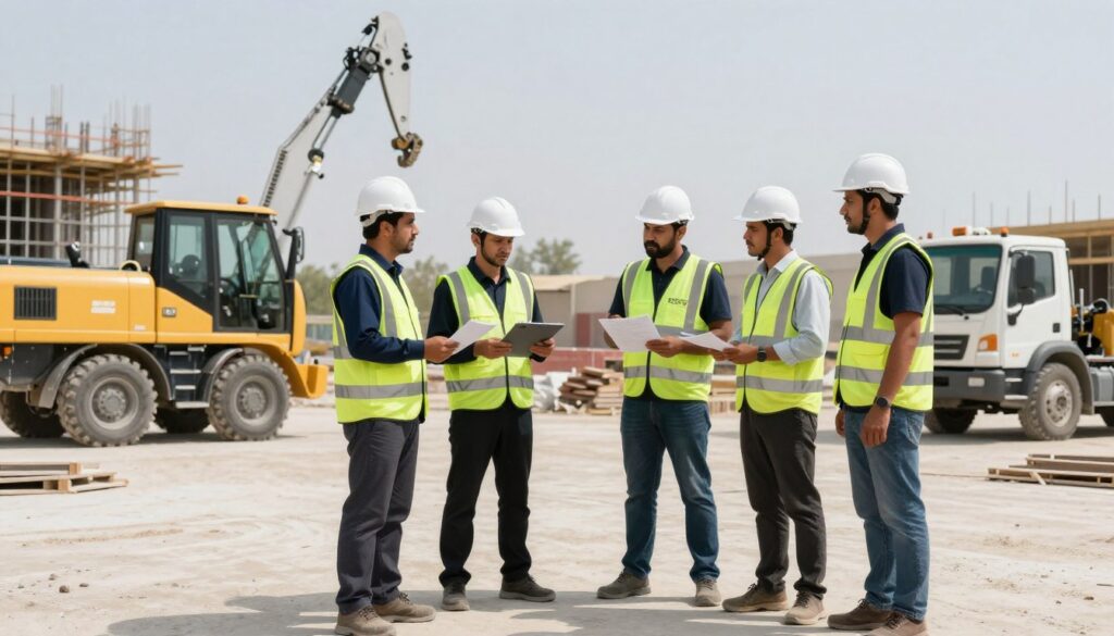 فريق عمل قصر الخرسانة المحترف في موقع عمل في الكويت