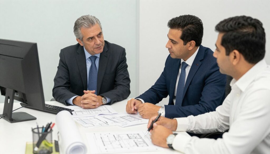 لقاء بين مقاول وعميل لمناقشة مشروع في الكويت