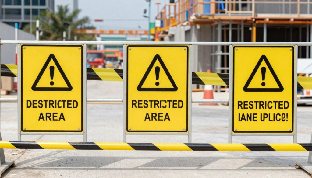 لوحات تحذير في موقع بناء