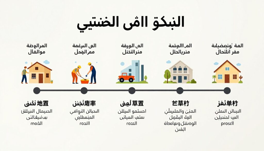 مخطط زمني يوضح مراحل عملية التشطيب