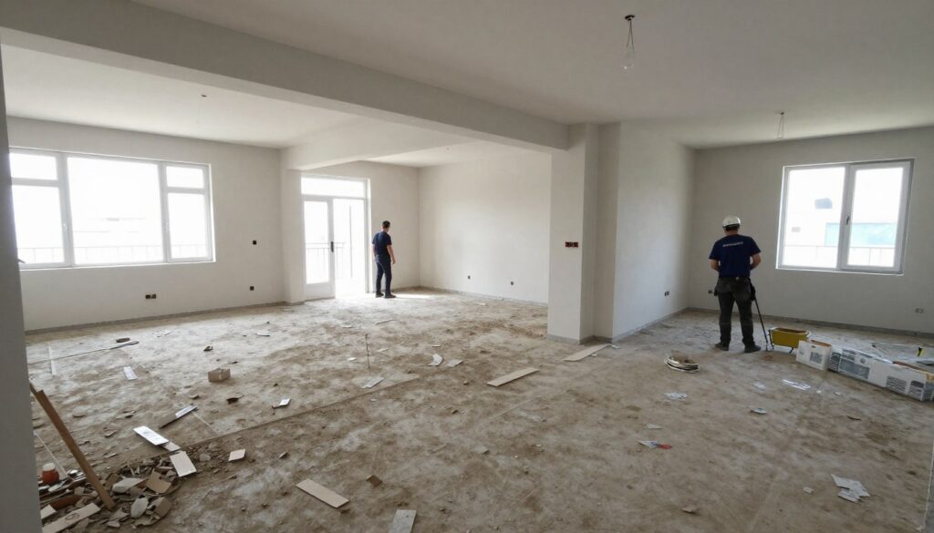 مشروع تجديد شامل لمنزل في الكويت يتضمن تكسير الأرضيات