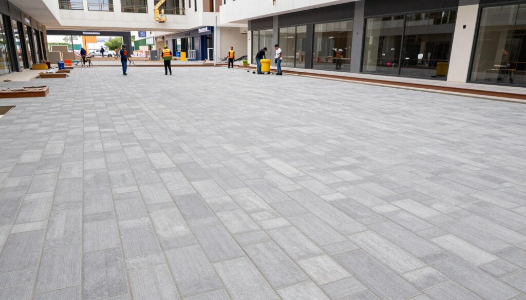 مشروع تركيب بلاط كبير في مجمع تجاري في الكويت