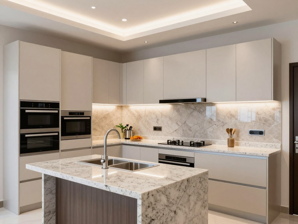 مطبخ عصري بتصميم وظيفي وأنيق