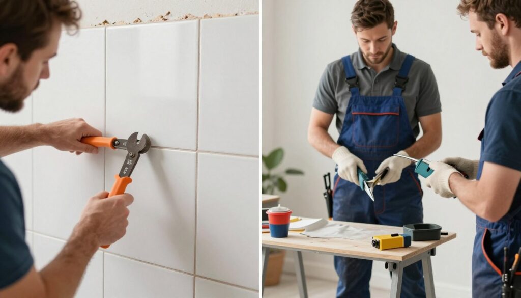 مقارنة بين العمل الذاتي والاستعانة بمحترفين في إزالة البلاط