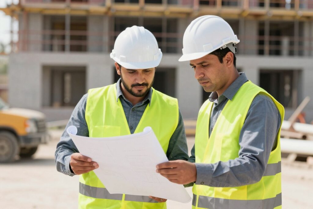 مقاول هدم محترف يتفقد موقع عمل في الكويت